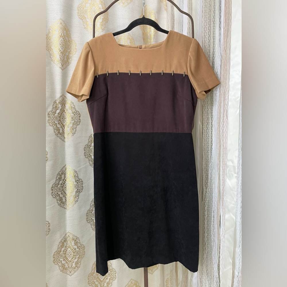 Studio I Petite Colorblock Faux Suede Dress